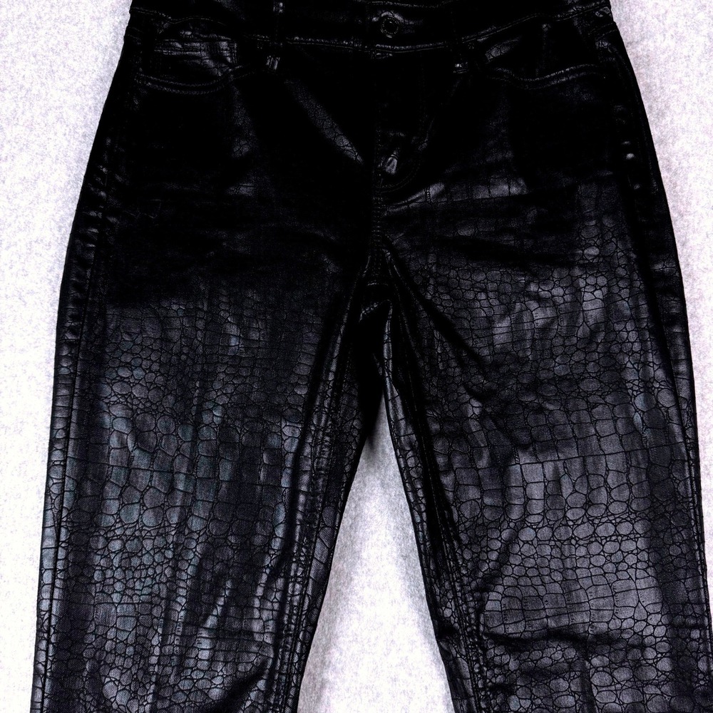 White House Black Market Black Croc Coated Skinny Pants 2 Bikercore Halloween